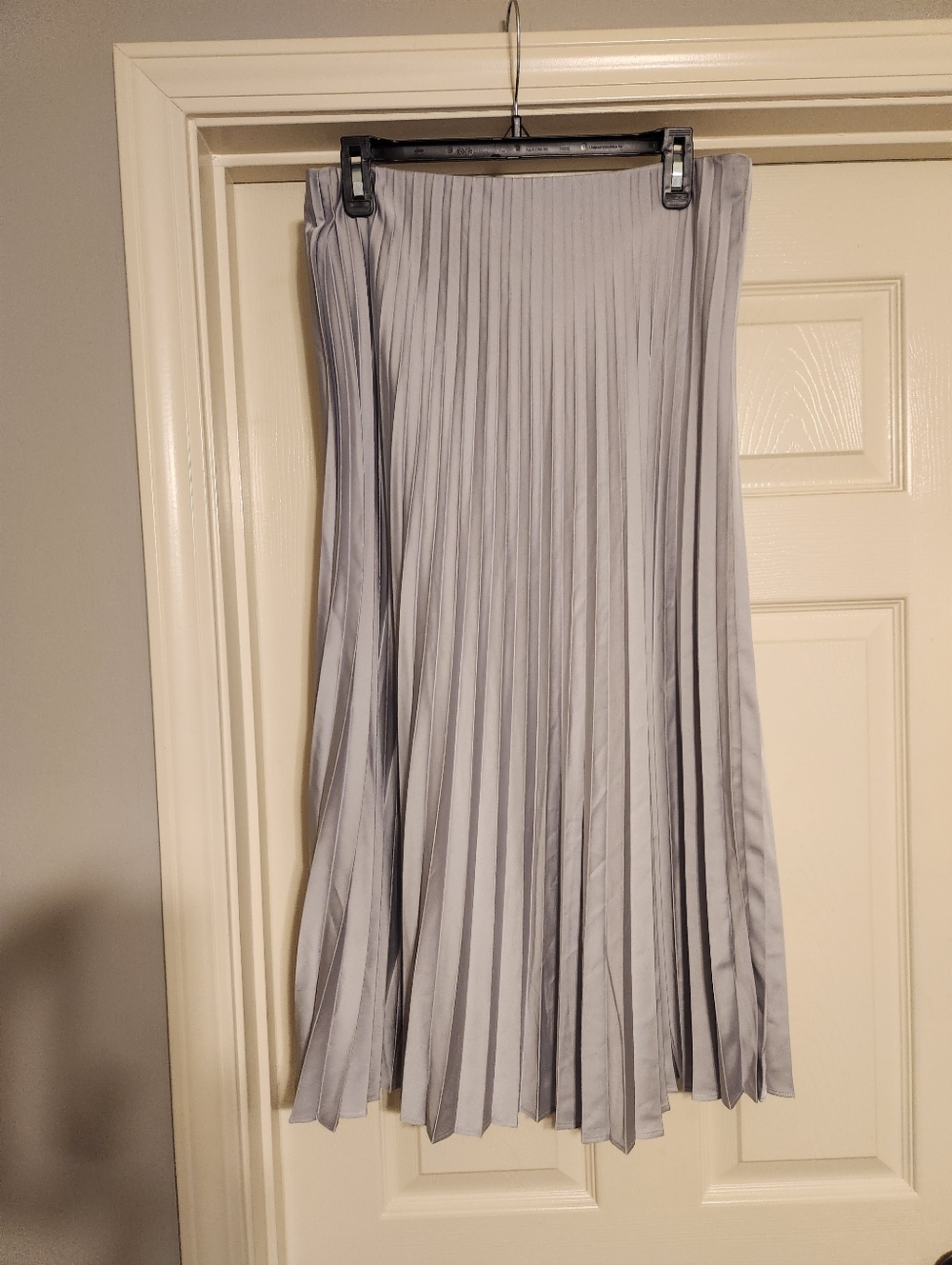 J Crew Silver grey satin pleated midi skirt